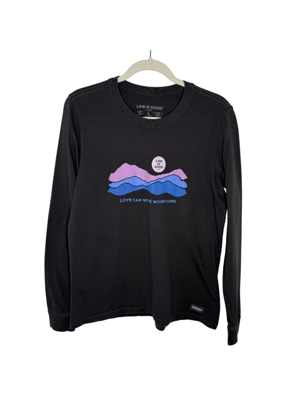 Life Is Good Crusher Long Sleeve "Love Can Move Mountains" Tee, L